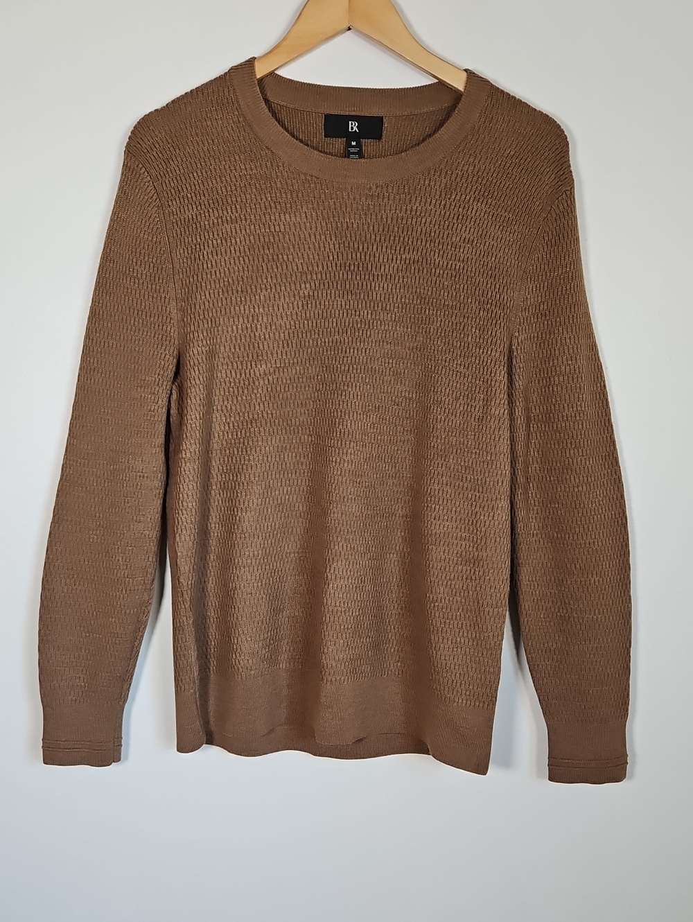 Banana Republic Mens Merino Extra Fine Wool Sweater Brown Textured Preppy M